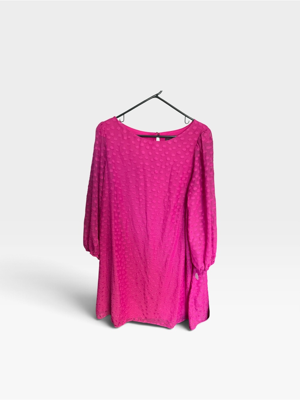 Jessica Howard size 18 W Bright Pink Textured Balloon-Sleeve Dress